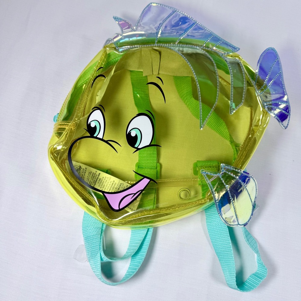 Disney Flounder Little Mermaid Translucent Yellow Backpack Iridescent Fins